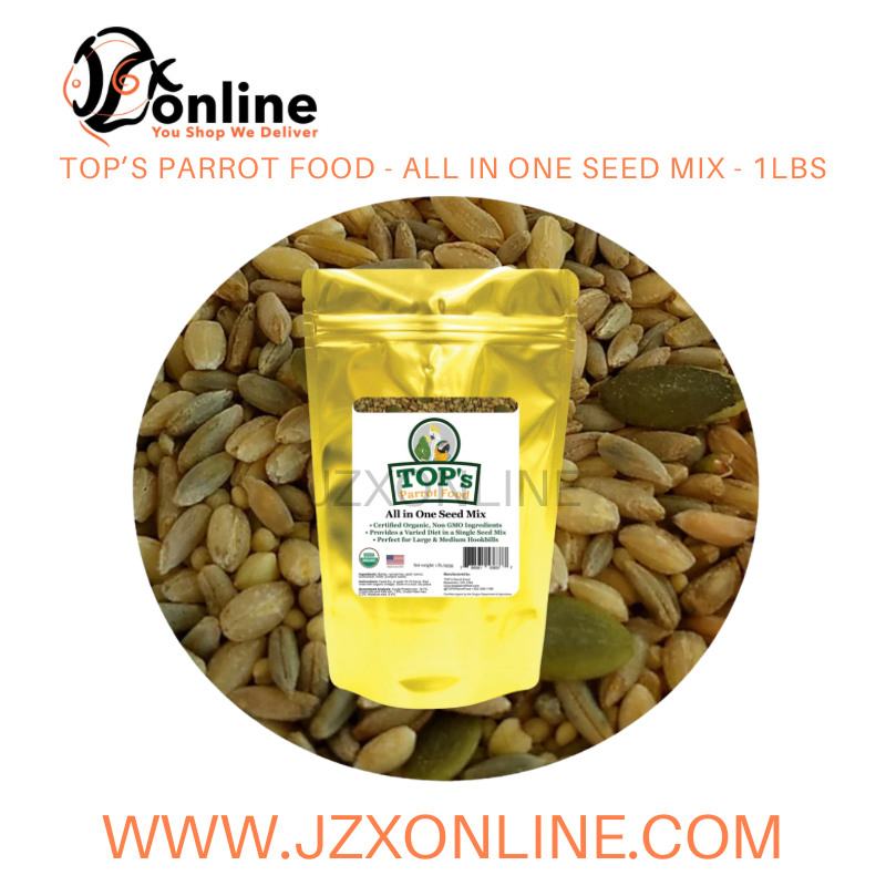 TOP’S Parrot Food - All in One Seed Mix - 1lbs