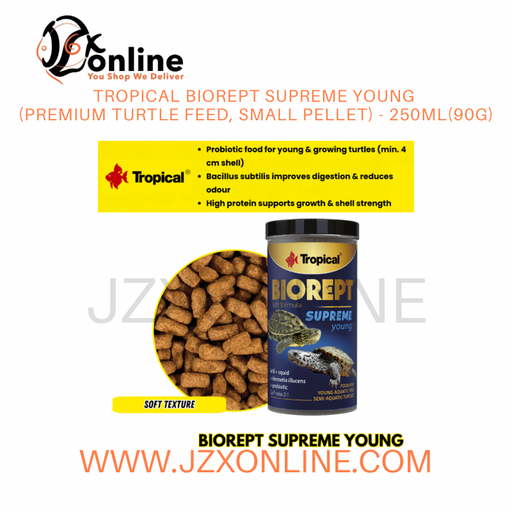 TROPICAL Biorept Supreme Young (Premium Turtle Feed, Small Pellet) - 250ml(90g)