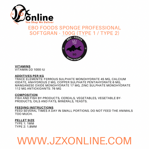 EBO FOODS Sponge Professional Softgran 100g (Type 1 / Type 2)