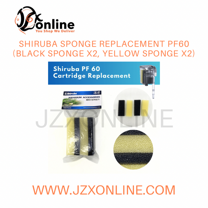 SHIRUBA Sponge Replacement PF60  (black sponge x2, yellow sponge x2)