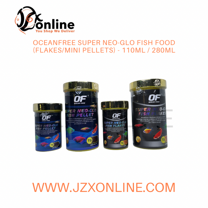 OCEANFREE Super Neo-Glo Fish Food (Flakes/Mini Pellets) - 110ml / 280ml