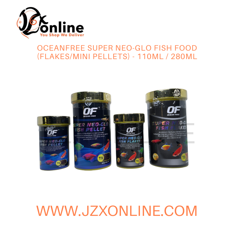 OCEANFREE Super Neo-Glo Fish Food (Flakes/Mini Pellets) - 110ml / 280ml