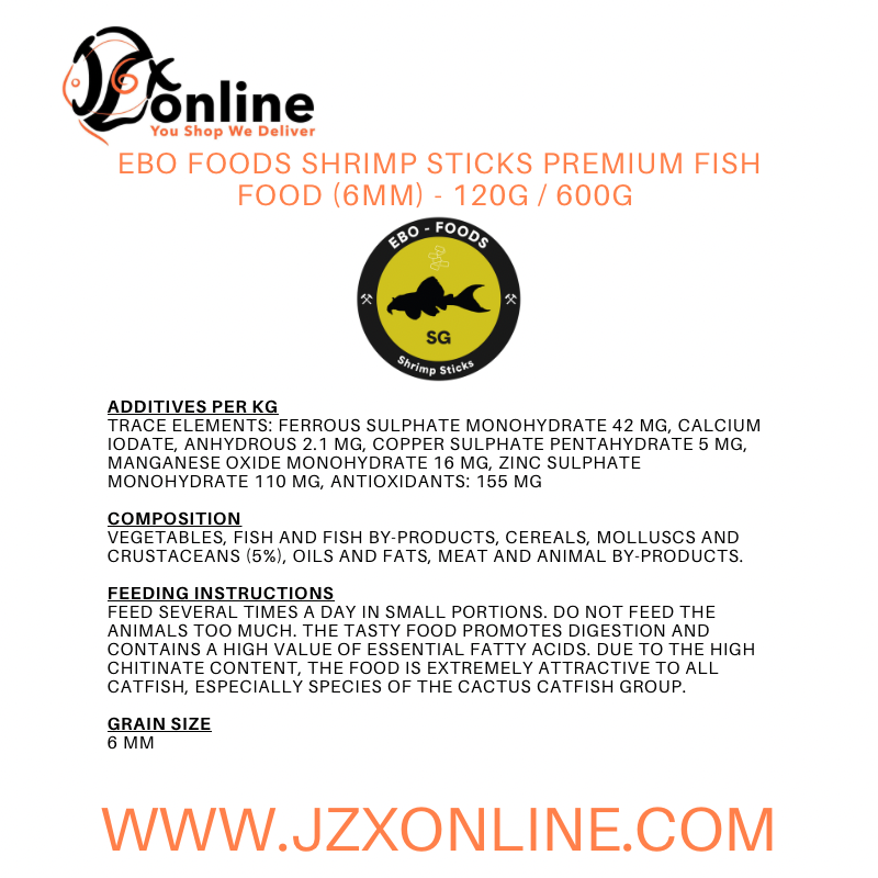 EBO FOODS Shrimp Sticks Premium Fish Food 6mm - 120g / 600g / 1kg