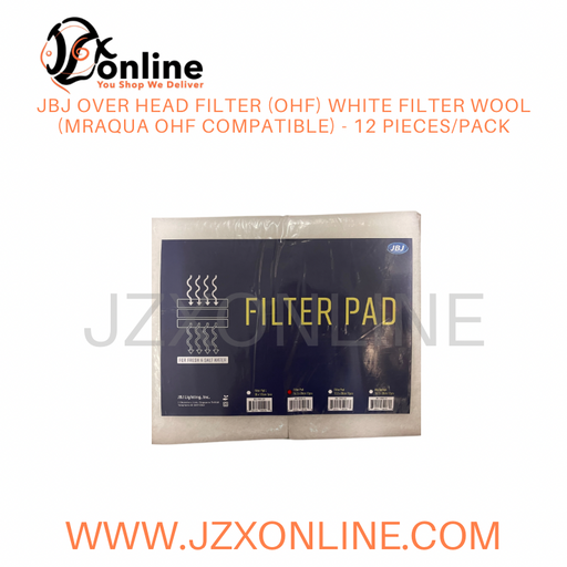 JBJ Over Head Filter (OHF) White Filter Wool (MrAqua OHF Compatible) - 12 pieces/pack
