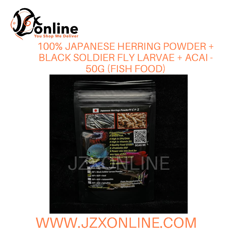 100% Japanese Herring Powder + Black Soldier Fly Larvae Powder + Acai 50g (Fish Food)