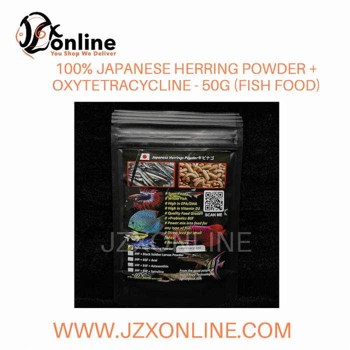 100% Japanese Herring Powder + Black Soldier Fly Larvae Powder + Oxytetracycline 50g (Fish Food)