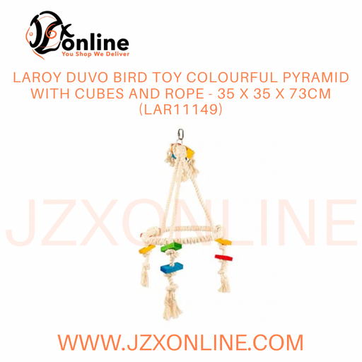 LAROY DUVO Bird Toy Colourful Pyramid with cubes and rope - 35x35x73cm (LAR11149)