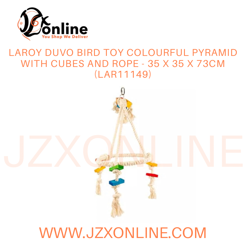 LAROY DUVO Bird Toy Colourful Pyramid with cubes and rope - 35x35x73cm (LAR11149)