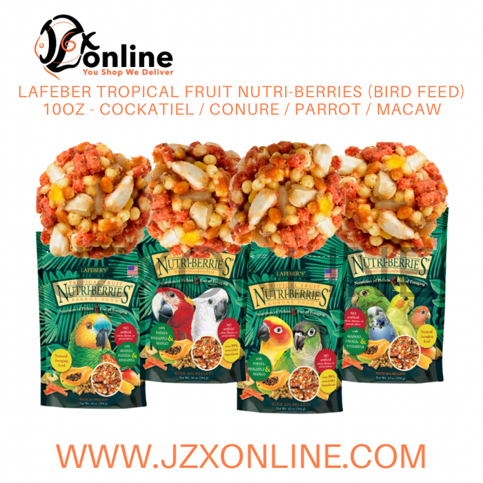 LAFEBER Tropical Fruit Nutri-Berries (Bird Feed) 10oz - Cockatiel / Conure / Parrot / Macaw
