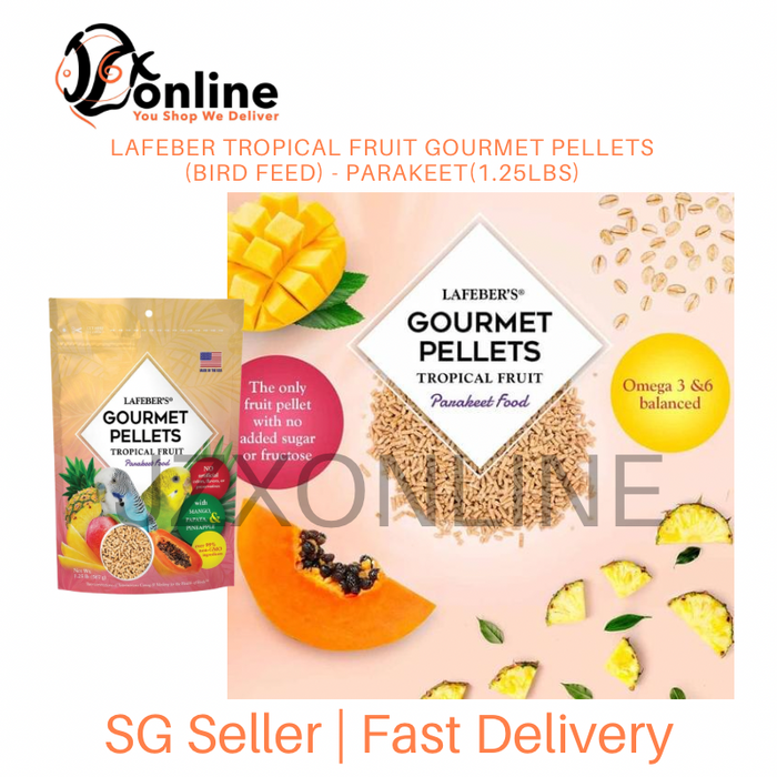 LAFEBER Tropical Fruit Gourmet Pellets (Bird Feed) - Finch / Parakeet / Cockatiel / Conure / Parrot / Macaw