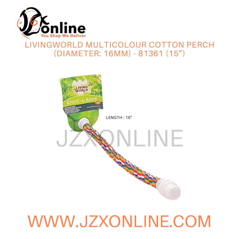 LIVINGWORLD Multicolour Cotton Perch (Diameter: 16mm) - 81361 (15”)