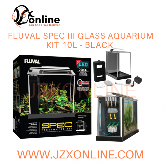 FLUVAL Spec III Glass Aquarium Kit 10L - Black / White