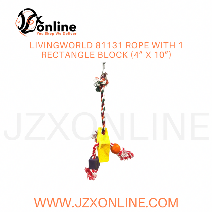 LIVINGWORLD 81131 Rope With 1 Rectangle Block (4” x 10”)