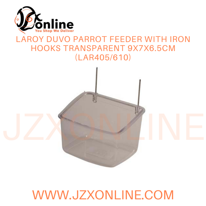 LAROY DUVO Parrot feeder with iron hooks Transparent 9x7x6.5cm (LAR405/610)
