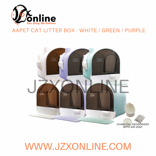 AAPET Cat Litter Box - White / Green / Purple