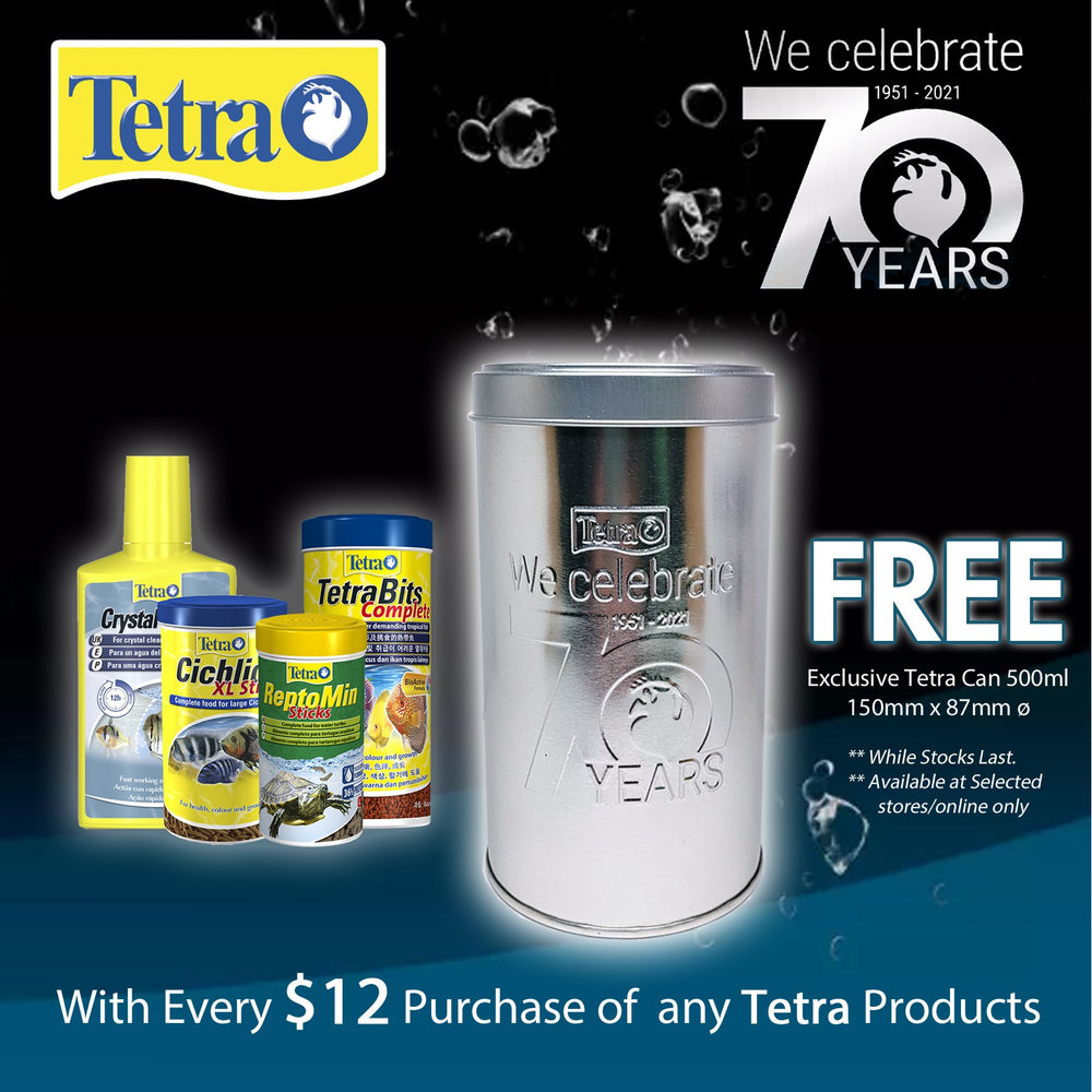 FREE TETRA 70th Anniversary Metal Tin for every $12 worth of Tetra products