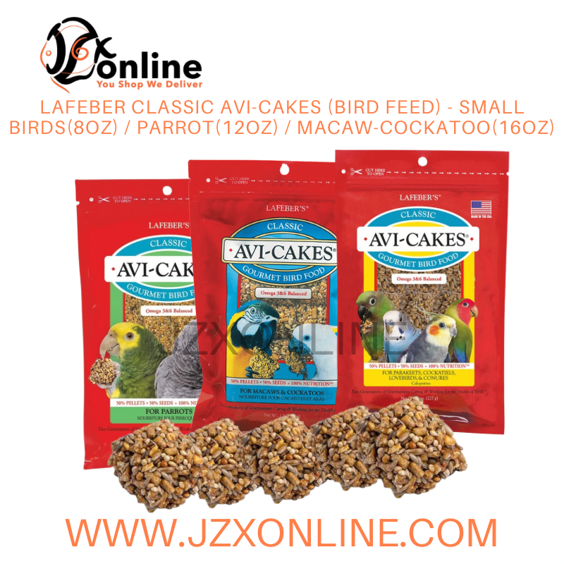 LAFEBER Classic Avi-Cakes (Bird Feed) - Small Birds(8oz) / Parrot(12oz) / Macaw-Cockatoo(16oz)