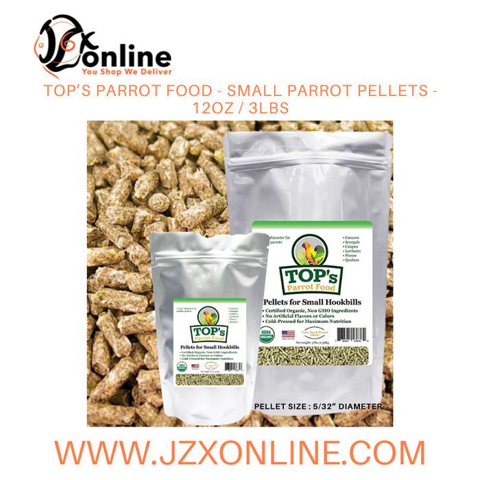TOP’S Parrot Food - Small Parrot Pellets - 12oz / 3lbs