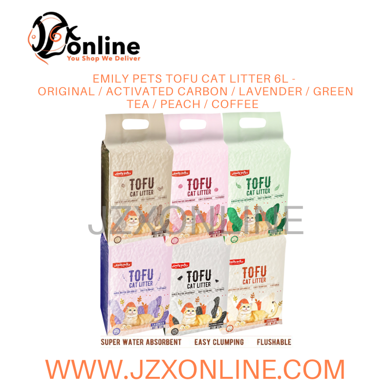 EMILY PETS Tofu Cat Litter 6L - Original / Activated Carbon / Lavender / Green Tea / Peach / Coffee / Corn