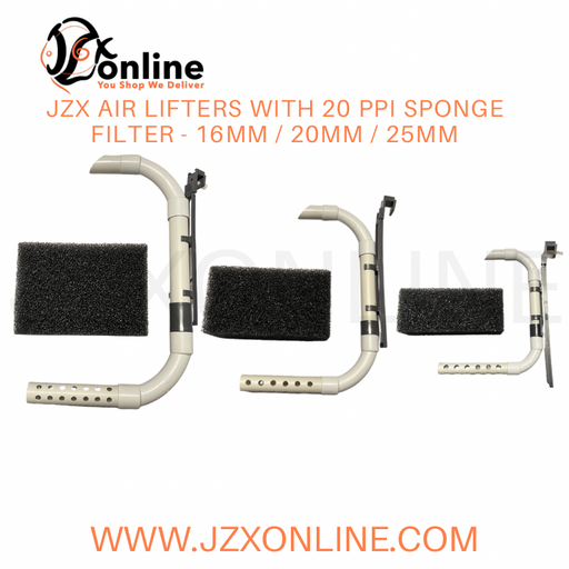 JZX Air Lifters with 20 PPI Sponge Filter - 16mm / 20mm / 25mm