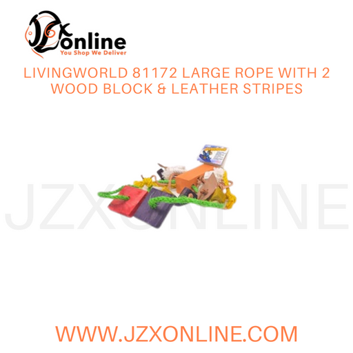 LIVINGWORLD 81172 Large Rope With 2 Wood Block & Leather Stripes