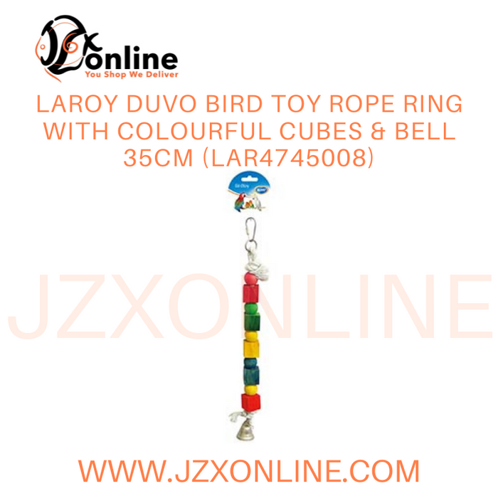 LAROY DUVO Bird toy Rope ring with colourful cubes & bell 35cm (LAR4745008)