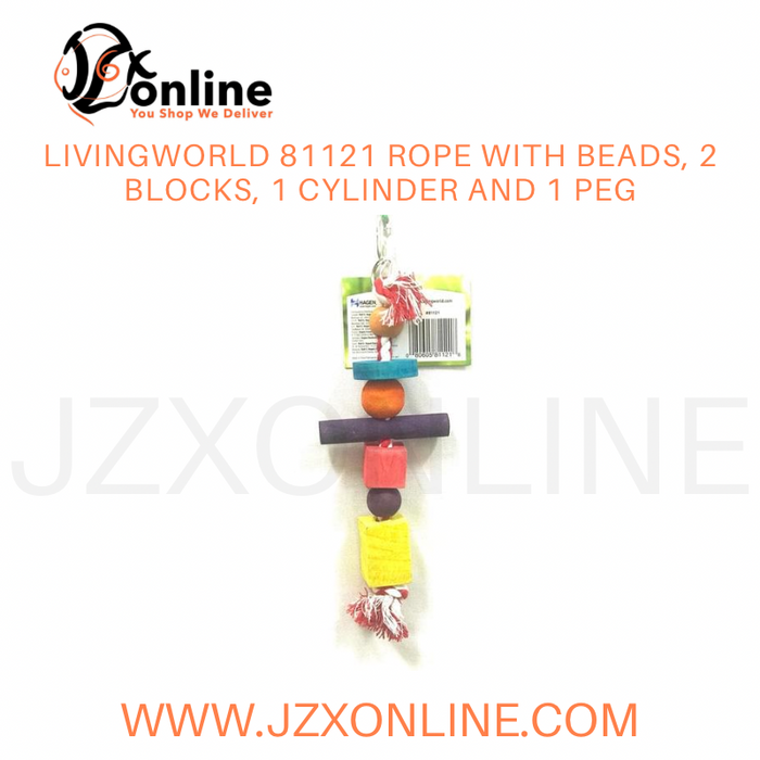 LIVINGWORLD 81121 Rope With Beads, 2 Blocks, 1 Cylinder and 1 Peg